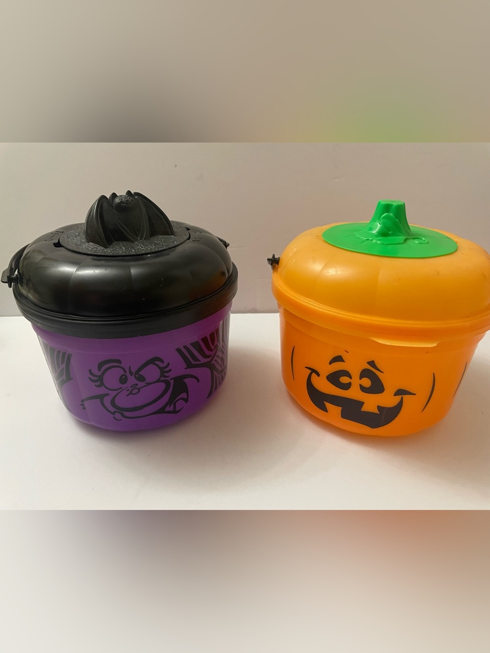 Vintage 1993 2 Pc McDonald's Halloween Happy Meal Boo Bucket Set W/ Lids